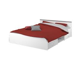 Bett mit regal 20 ideen mit integrierter ablagefläche von bett kopfteil mit ablage selber bauen bild. Bett Mit Stauraum Pablo 2 Schubladen 1 Ablage 140 X 190 Cm Weiss Gunstig Kaufen