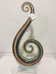 Murano Art Glass Sculpture Multi Color S Shape Swirl Marked New Glass Sculpture Glass Art Sculpture Glass Art