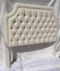 White full queen size wooden panel headboard bed frame mount bedroom furniture mainstays full queen metal headboard with delicate detailing white black gray (184641277569). Queen White Tufted Upholstered Headboard With Nickel Nailheads Etsy