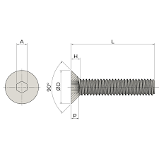 m3 x 8mm socket countersunk screws din 7991 a4 stainless steel