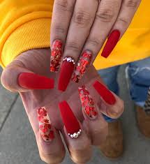 Floral acrylic nails are never out of style and this design will prove that! Cute Red Coffin Nails Designs Novocom Top