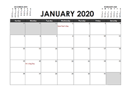 printable 2020 excel calendar templates calendarlabs