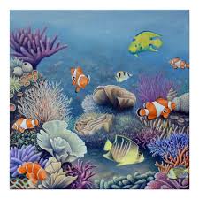 The underwater world of a coral reef 360vr. Corral Reef Print Zazzle Com In 2021 Coral Painting Watercolor Coral Reef Coral Reef Art