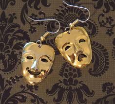 Buy A Comedy & A Tragedy Masks Earrings Theater 24 Karat Gold Plate or  Sterling Silver Plate Actors Theatrical Thespian EG488