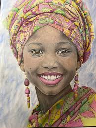 Coloring Book Artwork with Black Widow and Kalour Pencils