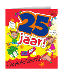 Verjaardagskaart 25 Jaar Cartoon 16 5cm Partywinkel Be