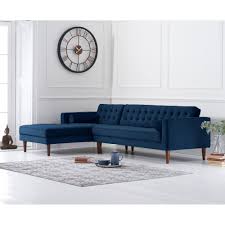 American made sectional with chaise in a neutral tone make it the perfect seating arrangement for any home. Idriana Blue Velvet Left Facing Chaise Sofa Living Room From Breeze Furniture Uk