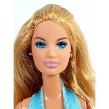 Mattel Barbie Fashion Fever Doll Closed Mouth Blonde 2008 M9326 in Blue  Dress