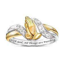 Faith S Embrace Praying Hands Ring With 6 Genuine Diamonds Hand Ring Ladies Diamond Rings Jewelry