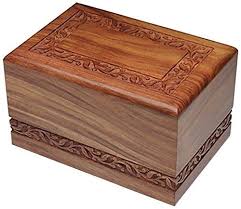 Bogati Hand Carved Rosewood Urn With Border Design Wooden Urn Wood Urn Funeral Urns