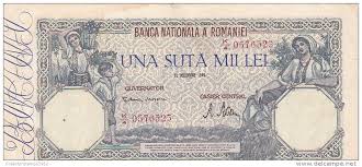 ᐈ kui palju l100000【ükssada tuhat】 moldova leu sisse euro? Romania 2058a Banknote 100 000 Una Suta Mii Lei 1945 Romania