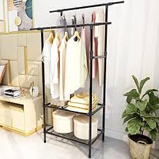 Maybe you would like to learn more about one of these? Buy Clothes Rack Heavy Duty Garment Racks For Hanging Clothes Clothing Rack With Shelves Double Rods Industrial Free Standing Metal Coat Rack 2 Tier Shelves For Bedroom Laundry Living Room Black Online