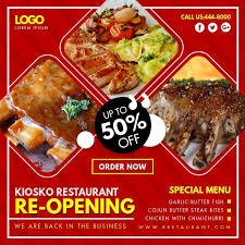 Red Continental Restaurant Grand Reopening On In 2020 Restaurant Flyer Restaurant Poster Restaurant Specials