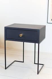 Black Bedside Table Mid Century Industrial Style Solid Oak Etsy In 2020 Black Bedside Table Black Metal Bedside Table Black Bedside
