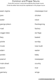 Common Proper Nouns Worksheets Nouns Worksheet Proper Nouns Worksheet Common And Proper Nouns