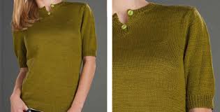 Knitting with ribbon is a unique technique. Heartsome Henley Knitted Shirt Free Knitting Pattern