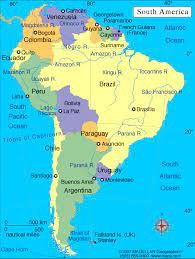 Click on the map to enlarge. Map Of South America