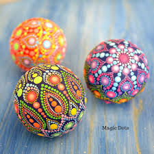 Unique Wooden Ball Mandala Dot Art Painting Painting Gift Mandala Painting