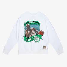 Men's Kevin Garnett White Boston Celtics Hardwood Classics Retro Card Long  Sleeve T-Shirt