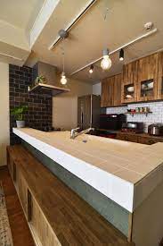 キッチン カウンター 照明 インテリア実例 マンションリノベ リノベ キッチン kitchen キッチンバック キッチン収納 照明 ライト ペンダントライト スポットライト ダクトレール 家電 ブルックリンスタイル ブルックリンスタイル キッチン キッチン