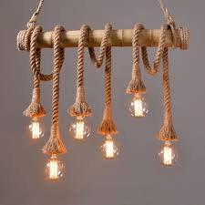 Vintage Rope Pendant Light Lamp Loft Creative Personality Industrial In 2020 Rope Pendant Light Bamboo Pendant Light Hanging Lamp