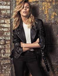 Anja Rubik Models Her New Clothing Collaboration In Elle Spain Leather Jacket Photoshoot Leather Jacket Girl Anja Rubik