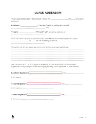 The landlord and tenant are free to include any terms into the tenancy agreement as long as it is legal and has been agreed upon by both parties. Free Lease Addendum Templates Word Pdf Eforms