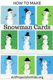 These adorable snowmen are perfect for sending loved ones a special note this holiday season! Snowman Christmas Card Diy Art Projects For Kids