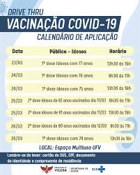 Rio vacina esta semana todos os moradores acima de 50 anos; Prefeitura De Vicosa Calendario De Vacinacao Contra A Covid 19 De 23 A 26 De Marco