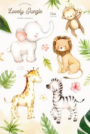 Lovely Jungle Watercolor Clip Art Safari Animal Woodland Etsy Safari Animal Art Animal Clipart Safari Animals