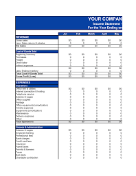 Income Statement Monthly Template By Business In A Box