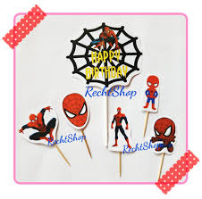 Kue ulang tahun spiderman 2 tiers fondant cake: Topper Toper Cake Hiasan Kue Ulang Tahun Karakter Spiderman Isi Satu Set Lazada Indonesia