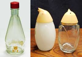 昭和の秀逸なフォルムの醤油刺し しょうゆ卓上びん ビール瓶 草加せんべい 角錐