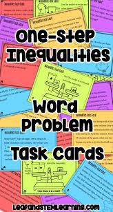 One Step Inequalities Word Problems Task Cards Inequality Word Problems Word Problems Task Cards Inequalities Activities