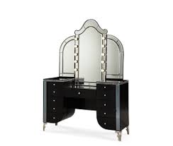 03058 81 Aico Furniture Upholstered Vanity Black Iguana Hollywood Swank Aico Furniture Michael Amini Furniture