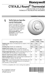 If called for, install batteries into the device to provide a backup power. Honeywell Round Ct87a Installation Instructions Manual Pdf Download Manualslib