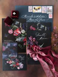 Romantic European Inspired Wedding Ideas Moody Wedding Invitations Fall Wedding Invitations Jewel Wedding