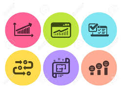 Chart Architectural Plan And Online Survey Icons Simple Set