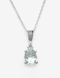 10k White Gold Aquamarine Diamond Accent Pear Shaped Pendant Unique Pendant Necklace Pear Shaped Pendant Expensive Jewelry