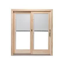 Andersen 71 1 4 In X 79 2 400 Frenchwood White Pine Left Hand Sliding Patio Door With Built Blinds And Nickel Hardware