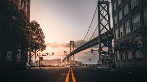 Road Marking Bridge Building San Francisco Usa Laptop Wallpaper Desktop Wallpapers City Wallpaper Pc Desktop Wallpaper