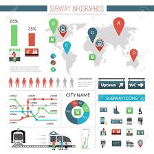 subway infographics set with transport symbols and charts vector