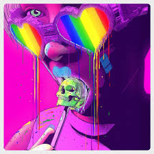 Retrowave Lofi Neonart Neon Pride Prideart Art Artwork Drawing Illustration Pridemonth Skull Grunge Gr Psychedelic Art Art Neon Art