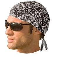 Hav-A-Hank Black PAISLEY FITTED Tied Bandana Skull CAP WRAP DOO Do RAG Head  Wrap