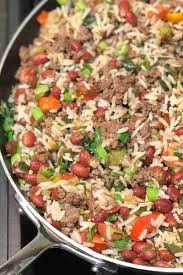 Puerto rican rice and beans or arroz y habichuelas or arroz con habichuelas is a traditional rice dish made with medium or long grain rice, red beans and seasoned with puerto rican seasonings. Spicy Dirty Rice Rice And Beans Foodology Geek