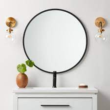 Check your appearance before you begin your day with bathroom vanity mirrors and standard wall models. Better Bevel 30 In W X 30 In H Rubber Framed Round Bathroom Vanity Mirror In Black 19003 The Home Depot