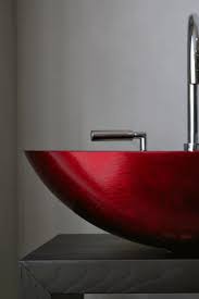 red glass vessel sink rosso veneziano