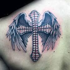 A baseball tattoo, of course! 20 Baseball Cross Tattoo Designs For Men Religious Ink Ideas