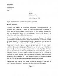 Lettre de motivation de candidature spontanée pour un premier emploi. Lettre De Motivation Pour Concours D Educateur Specialise Lettre Type Lala7777