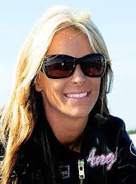 Angie McBride ready to ride Nitro Fish Pro Stock Motorcycle at U.S.  Nationals